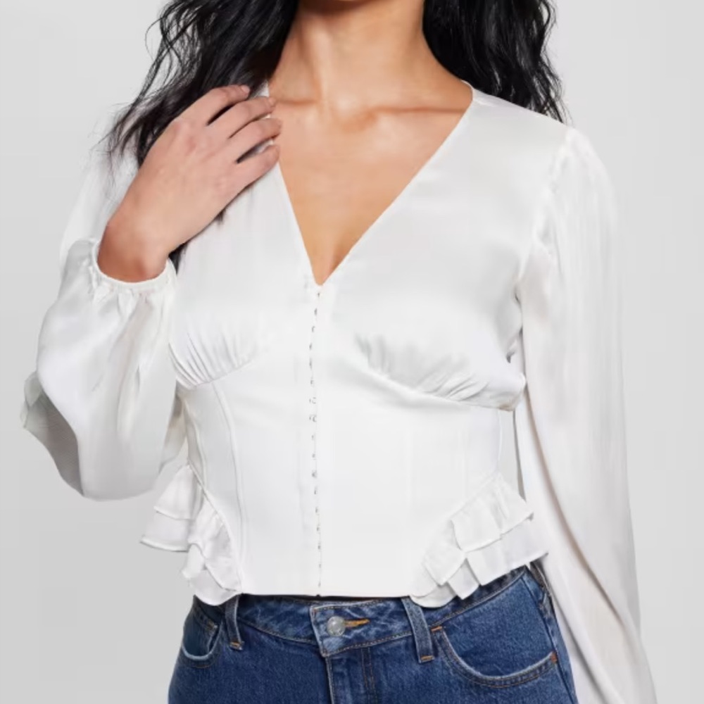 NWT GUESS Dove White Corset Top